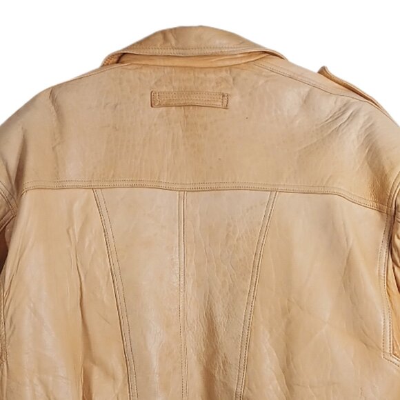 Winlit Leather Bomber Jacket Mens M Camel Tan Vtg Pilot Flight Zip Pocket Soft - Picture 5 of 6